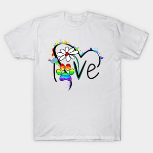 Love Flower Dog Mom Life T-Shirt